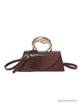 Women Vegan Leather Evening Handbag Crocodile Pattern Clutch Purse Cross Body